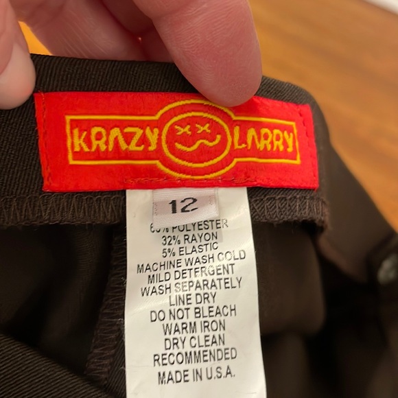 Krazy Larry stretch straight leg trousers in brown. Size 12. NWT. - Picture 2 of 6